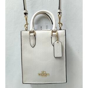 Coach North South Mini Tote Chalk White Pebbled Leather Crossbody Bag - NWT